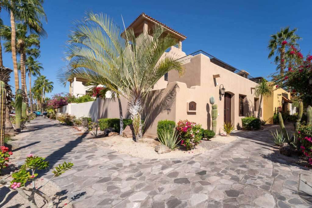 Loreto Founders Welcome to FN200! This charming 2-bedroom, 2-bath Casa Chica home is located on the beach side of the Founder's Neighborhood, just a short walk to the beach, shops, and restaurants. Enter through a welcoming courtyard with a bonus side yard for bikes or beach gear. French doors open to an open-concept living, dining, and kitchen area filled with Mexican colonial charm. The main level includes a spacious bedroom and bath for convenient single-level living. An exterior staircase leads to the second-level terrace with grill area and primary suite. Continue up to the third-level – Founders 200, Loreto, Loreto, BS
