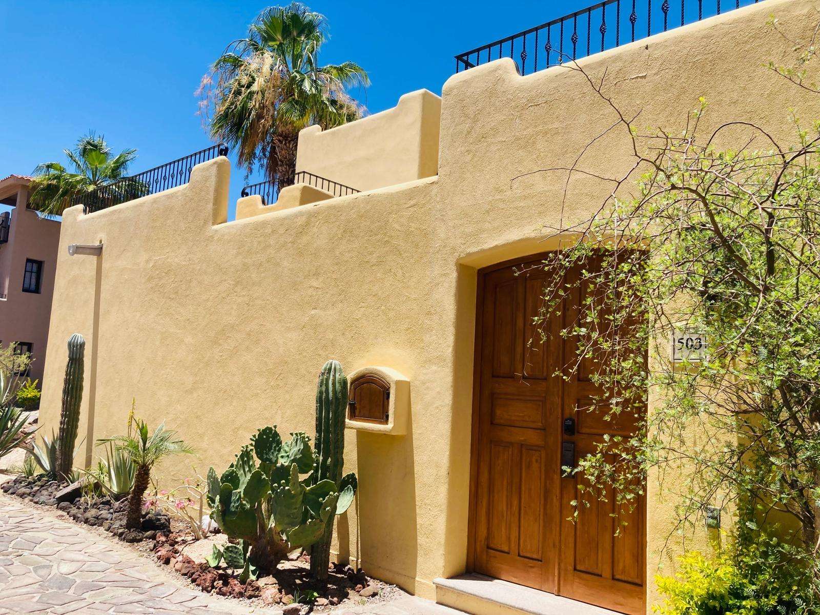 Loreto Founders Introducing FN 503, a well-cared for, spacious 3-bedroom, 3-bathroom Encantada home nestled in a tranquil corner of the Founders neighborhood, right next to a beautiful community courtyard. A fabulous space for entertaining with lots of natural light. On the ground level, you will find an inviting open concept living and kitchen area. The kitchen is equipped with granite countertops, brand new dishwasher and refrigerator, and recently installed terrazzo flooring. Also on this level is a primary en-suite featuring dual sinks, along with a guest bedroom and a full bath. There is a flat screen TV in the living room and in the downstairs ensuite. There is an oversized jacuzzi tub as well. Additionally, the recently redesigned mature garden courtyard is lovely.Ascending to the second level, you'll discover a delightful terrace complete with a wooden shade pergola and a built-in BBQ areaan ideal spot for soaking in picturesque mountain for sale